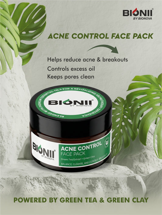 Acne Control Face Pack with Green Tea & Green Clay for Clear Skin