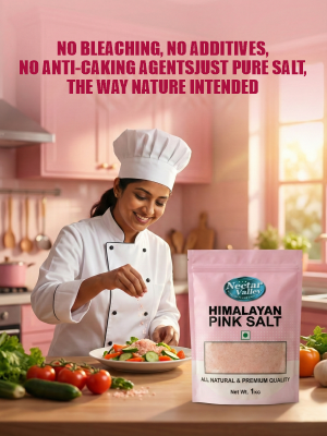 Nectar Valley Himalayan Pink Salt 1kg – All Natural, Premium Rock Salt for Cooking & Seasoning