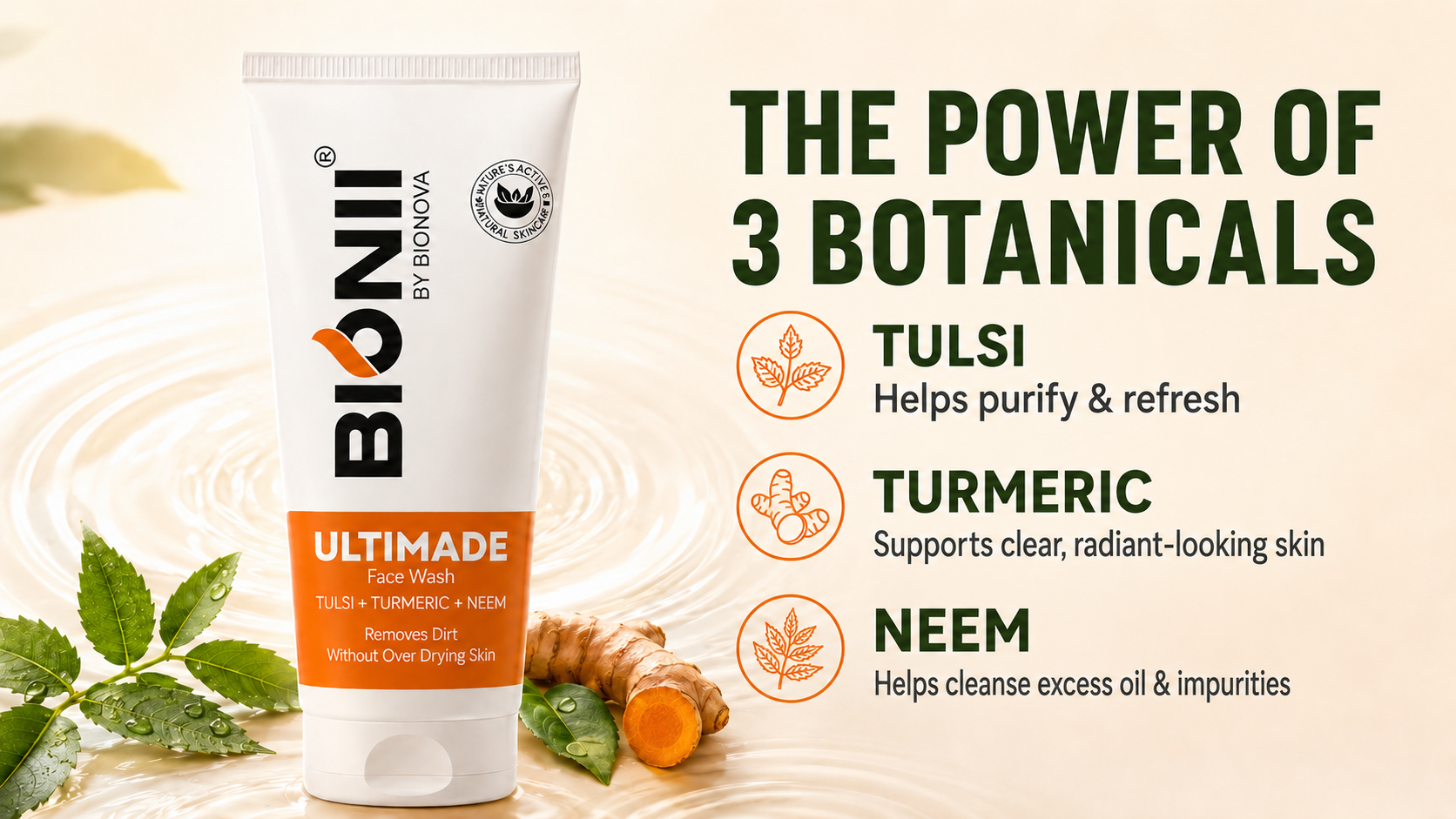 Neem Face Wash with Tulsi & Turmeric: The Triple Herbal Defense Against Acne and Pimples