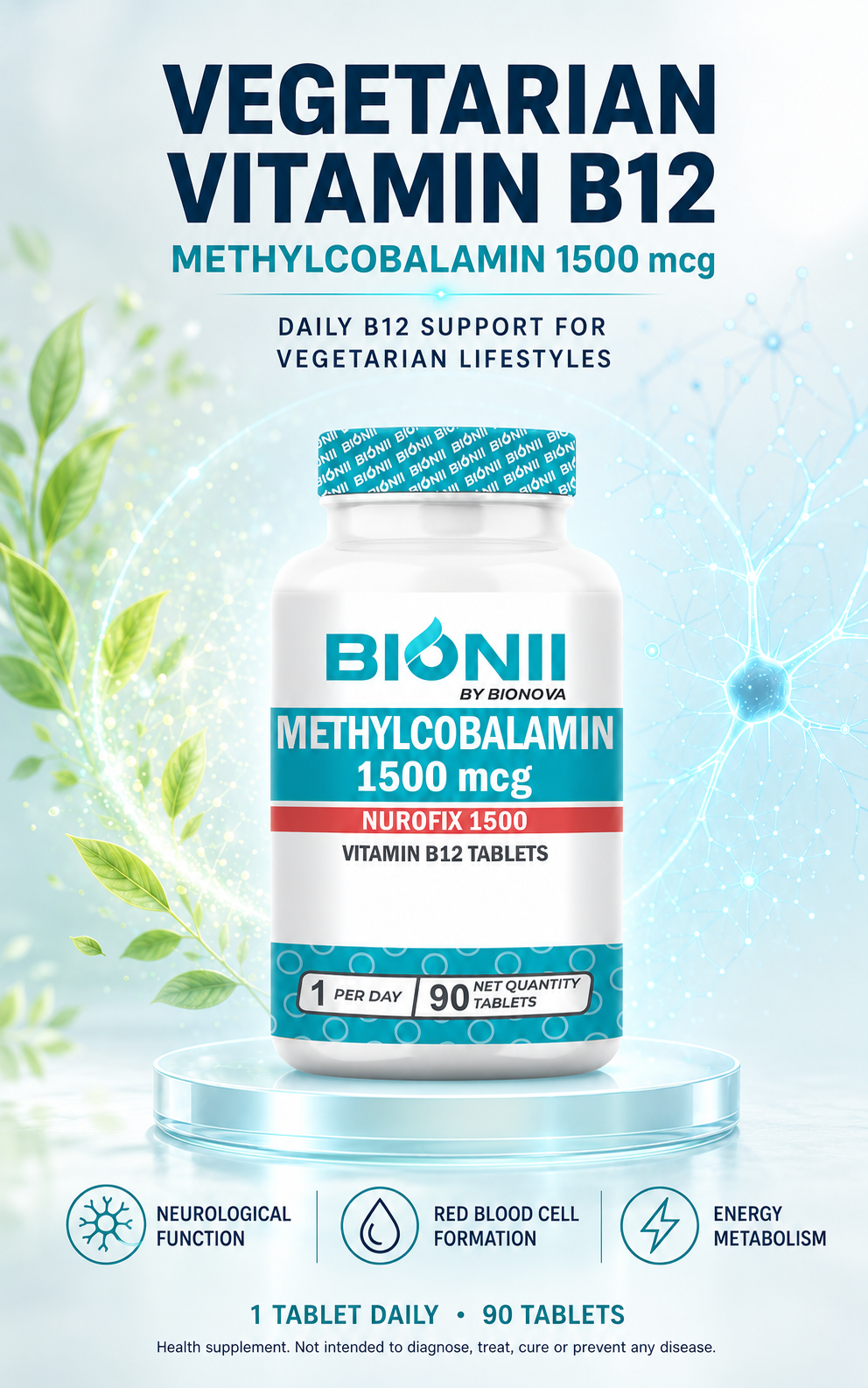 Vegetarian Vitamin B12 Tablets | Methylcobalamin 1500 mcg