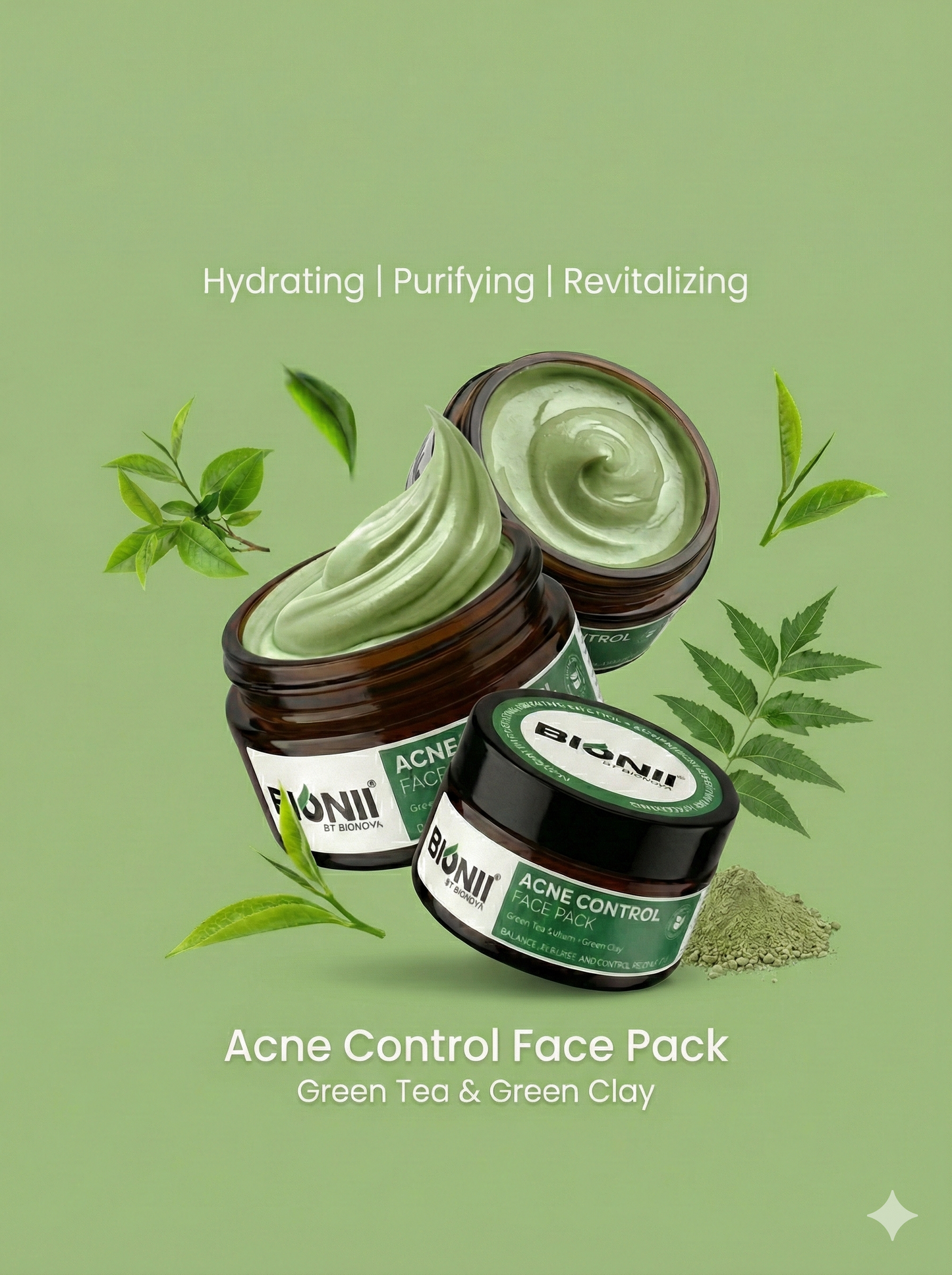 Acne Control Face Pack with Green Tea & Green Clay for Clear Skin