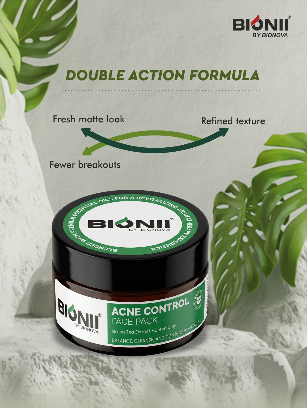 Acne Control Face Pack with Green Tea & Green Clay for Clear Skin