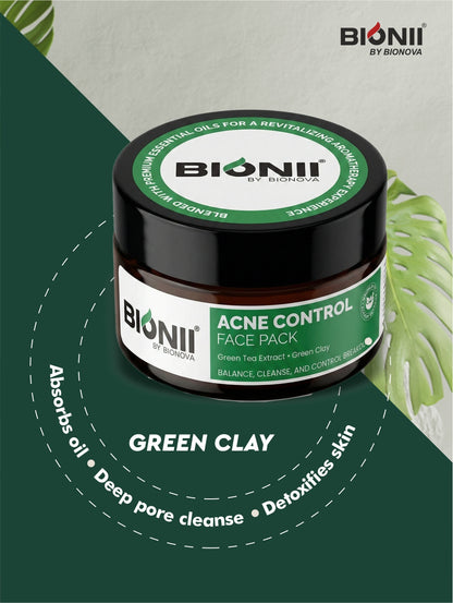 Acne Control Face Pack with Green Tea & Green Clay for Clear Skin