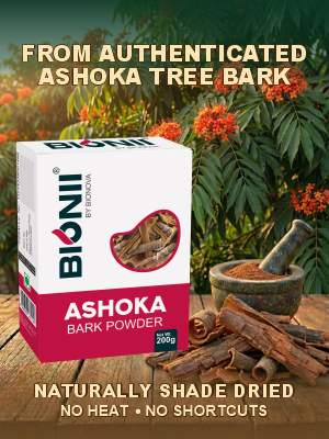Bionii Ashoka Powder 200g – Organically Processed Ashoka Bark Powder for Herbal Tea & Topical Use