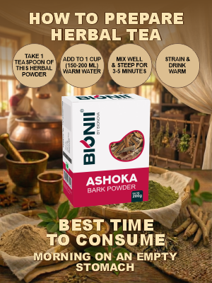 Bionii Ashoka Powder 200g – Organically Processed Ashoka Bark Powder for Herbal Tea & Topical Use