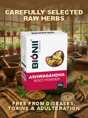 Bionii Ashwagandha Powder 200g – Organically Processed Ashwagandha Root Powder for Herbal Tea & Topical Use