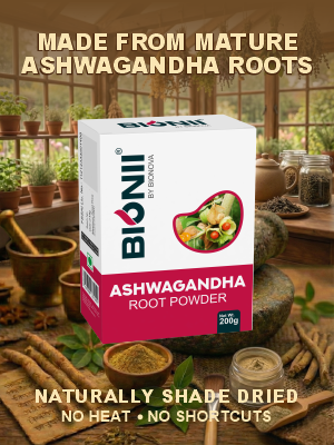 Bionii Ashwagandha Powder 200g – Organically Processed Ashwagandha Root Powder for Herbal Tea & Topical Use