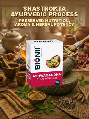 Bionii Ashwagandha Powder 200g – Organically Processed Ashwagandha Root Powder for Herbal Tea & Topical Use