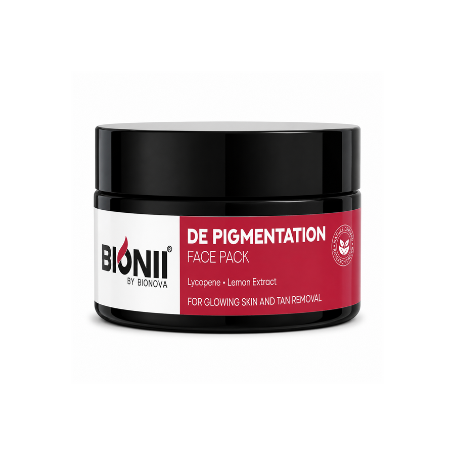 Bionii De-Pigmentation Face Pack | Lycopene & Lemon Extract for Dark Spots & Tan Removal | Brightening Mask for Glowing Skin
