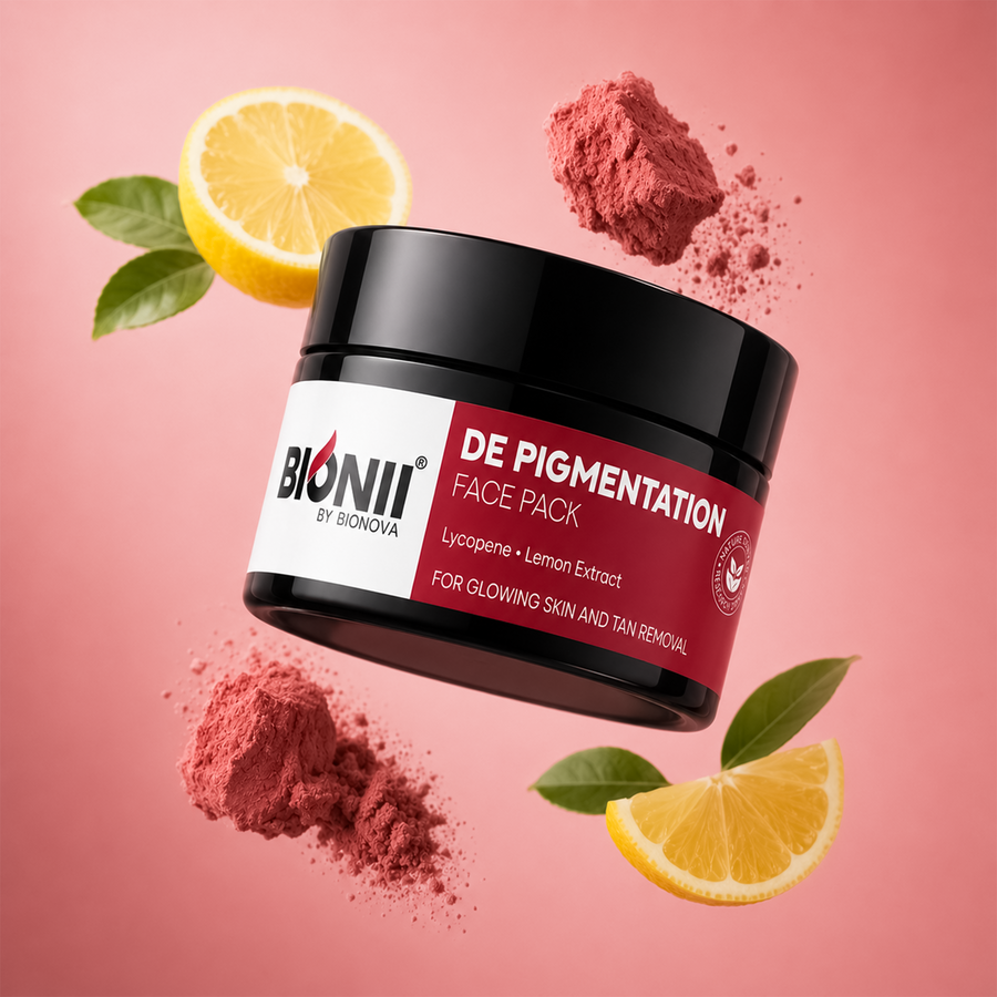 Bionii De-Pigmentation Face Pack | Lycopene & Lemon Extract for Dark Spots & Tan Removal | Brightening Mask for Glowing Skin