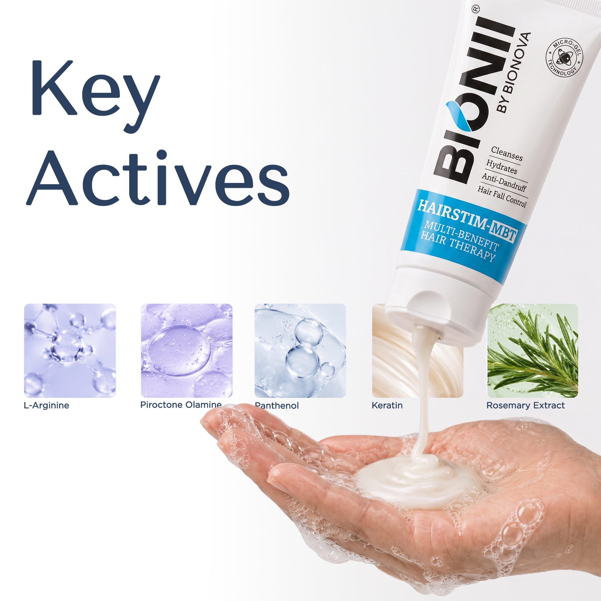 Bionii Hairstim-MBT Anti-Hairfall & Anti-Dandruff Shampoo with Keratin & Rosemary