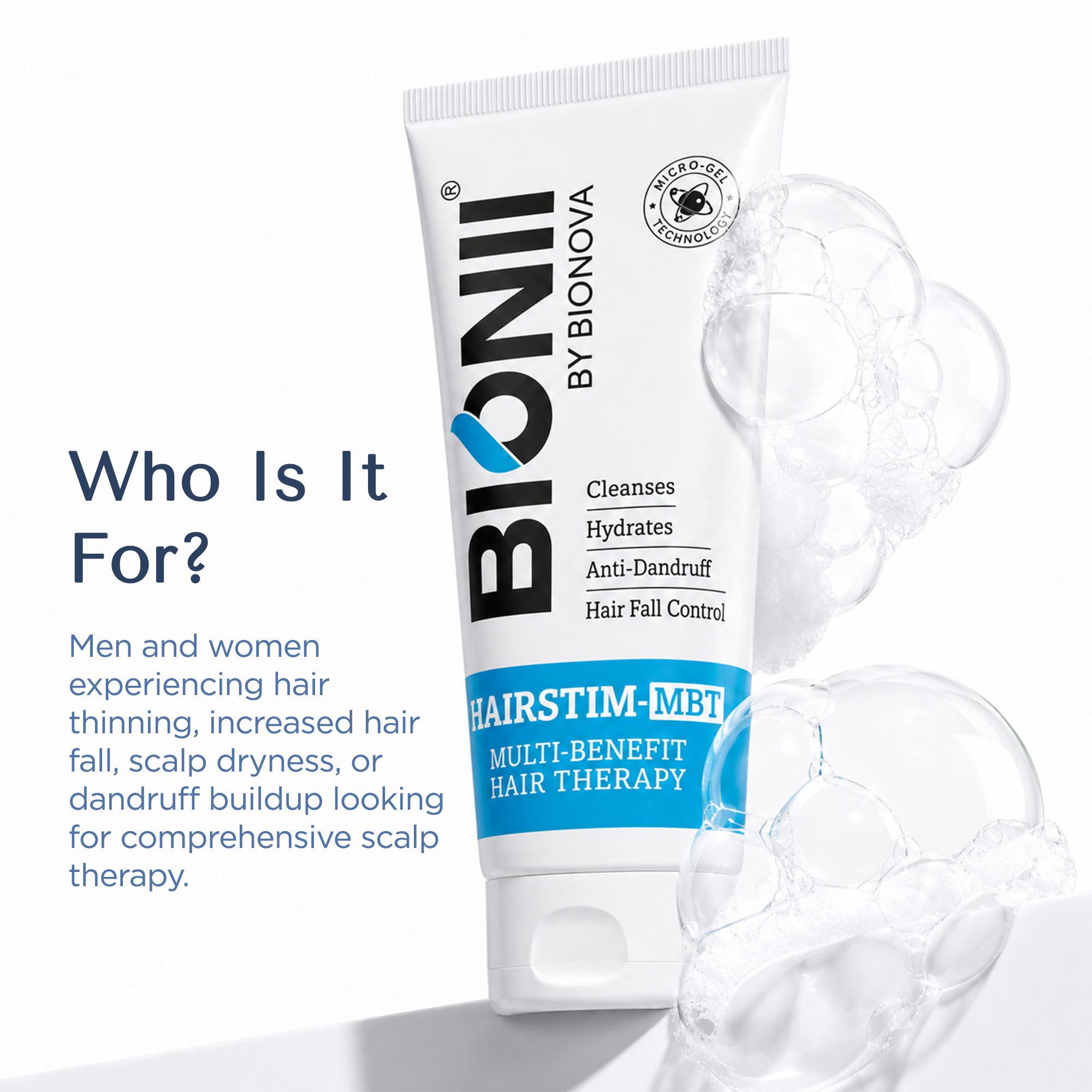 Bionii Hairstim-MBT Anti-Hairfall & Anti-Dandruff Shampoo with Keratin & Rosemary