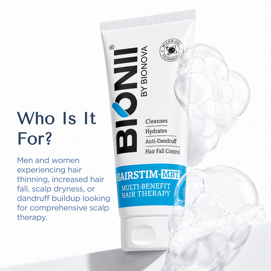 Bionii Hairstim-MBT Anti-Hairfall & Anti-Dandruff Shampoo with Keratin & Rosemary