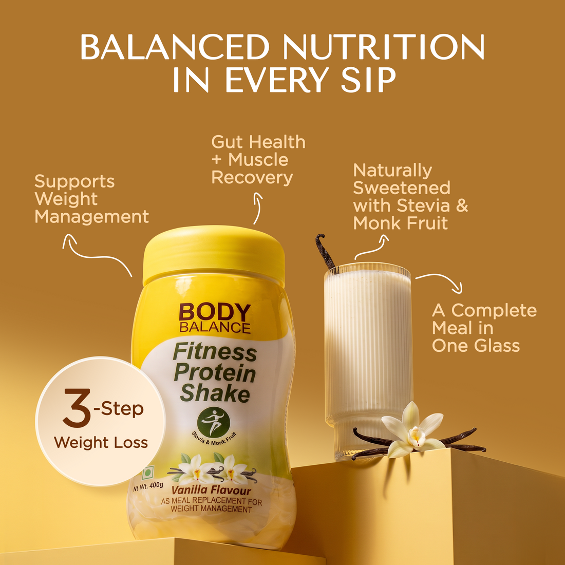 Body Balance Meal Replacement Protein Shake – Vanilla, 400 g | Weight Management Support