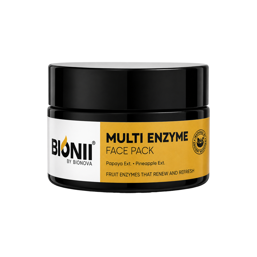 Bionii Multi Enzyme Face Pack | Papaya & Pineapple Extract for Skin Renewal | Gentle Exfoliating & Refreshing Mask