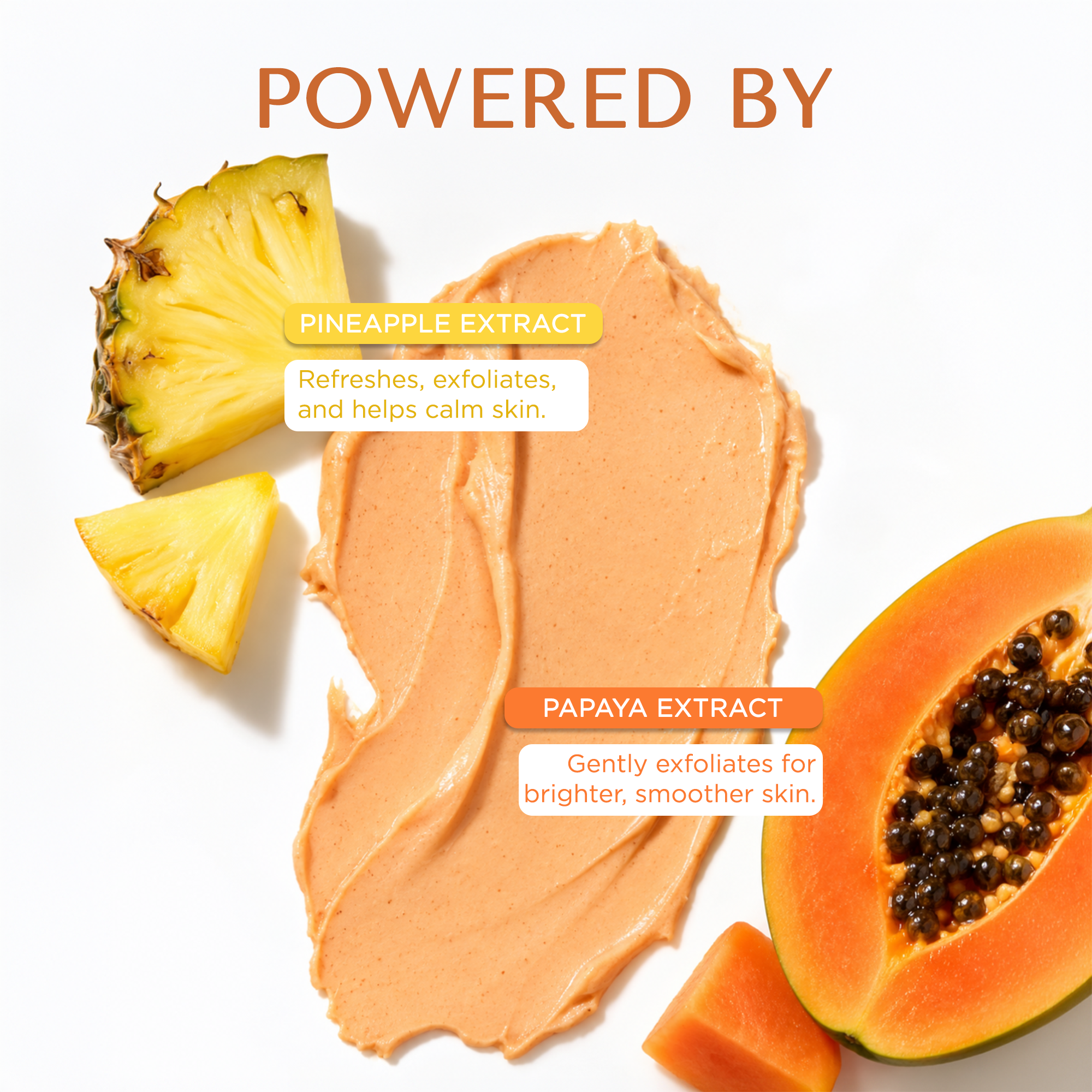 Bionii Multi Enzyme Face Pack | Papaya & Pineapple Extract for Skin Renewal | Gentle Exfoliating & Refreshing Mask