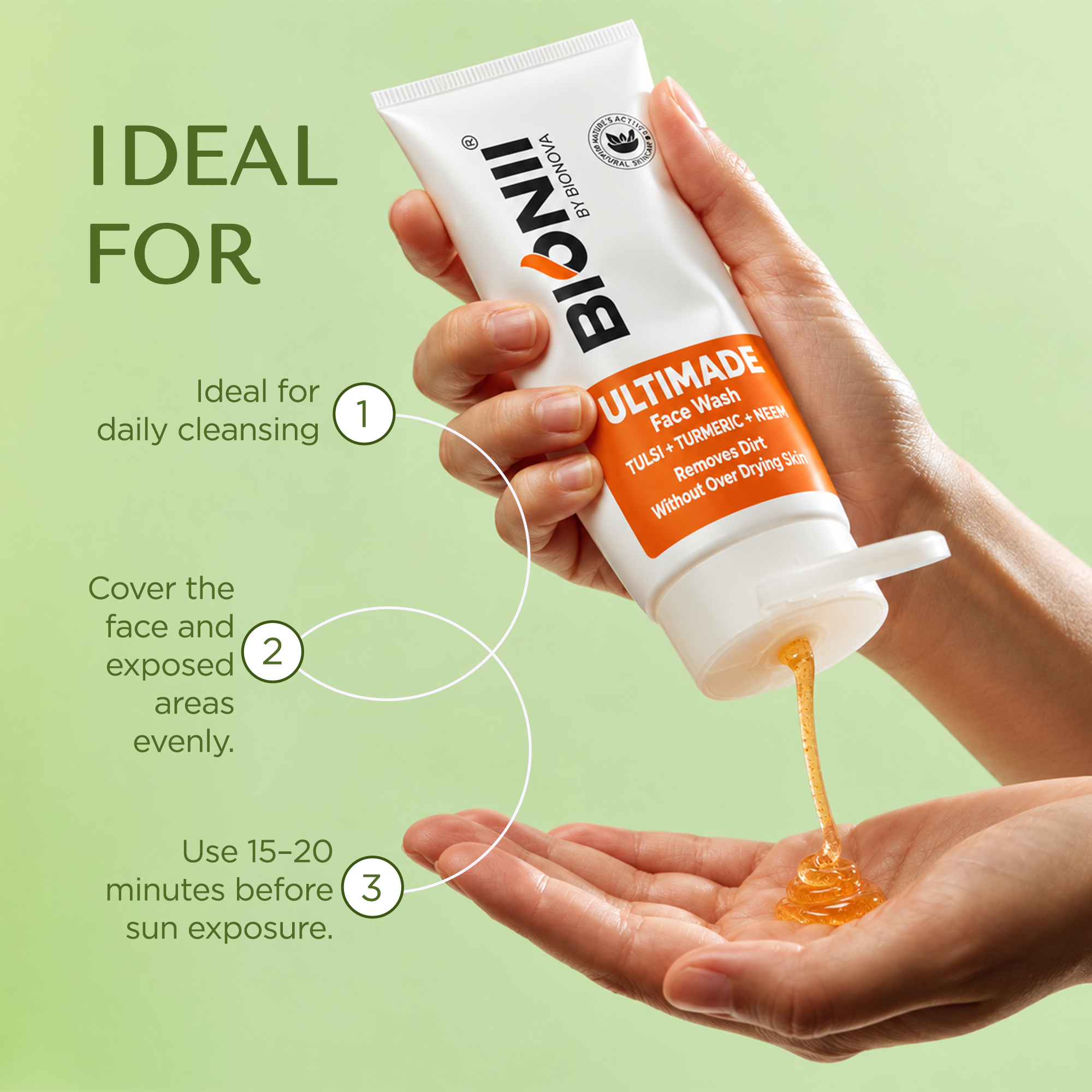 Ultimade Tulsi, Turmeric & Neem Face Wash for Daily Use and Fresh, Clear Skin – 100 ml