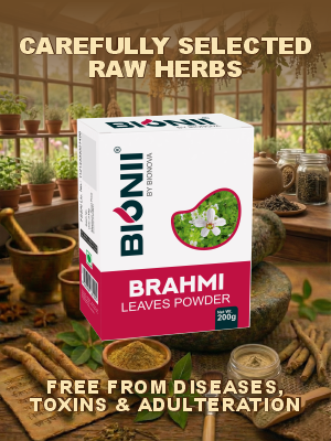 Bionii Brahmi Powder 200g – Organically Processed Brahmi Leaves Powder for Herbal Tea & Topical Use