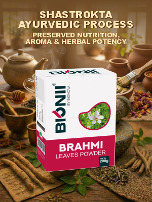 Bionii Brahmi Powder 200g – Organically Processed Brahmi Leaves Powder for Herbal Tea & Topical Use