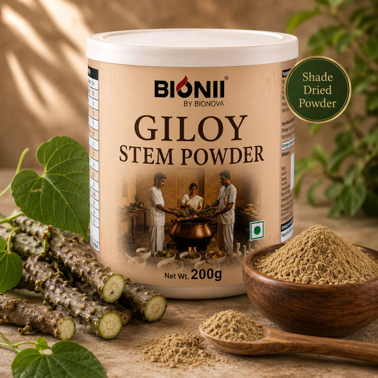Bionii Giloy Powder 200g – Organically Processed Giloy Stem Powder for Herbal Tea & Topical Use