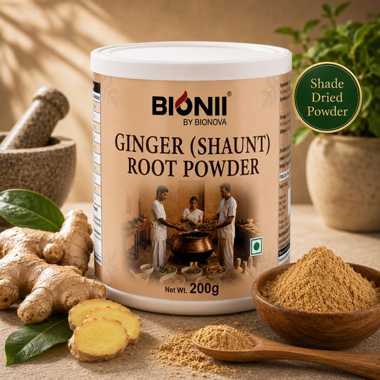 Bionii Ginger (Shaunt) Powder 200g – Organically Processed Ginger Powder for Herbal Tea & Topical Use