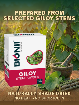 Bionii Giloy Powder 200g – Organically Processed Giloy Stem Powder for Herbal Tea & Topical Use
