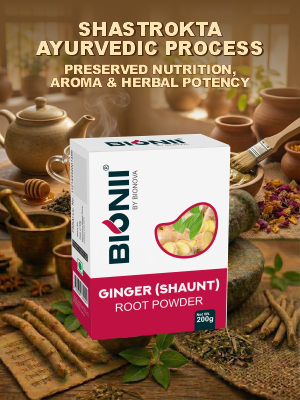 Bionii Ginger (Shaunt) Powder 200g – Organically Processed Ginger Powder for Herbal Tea & Topical Use