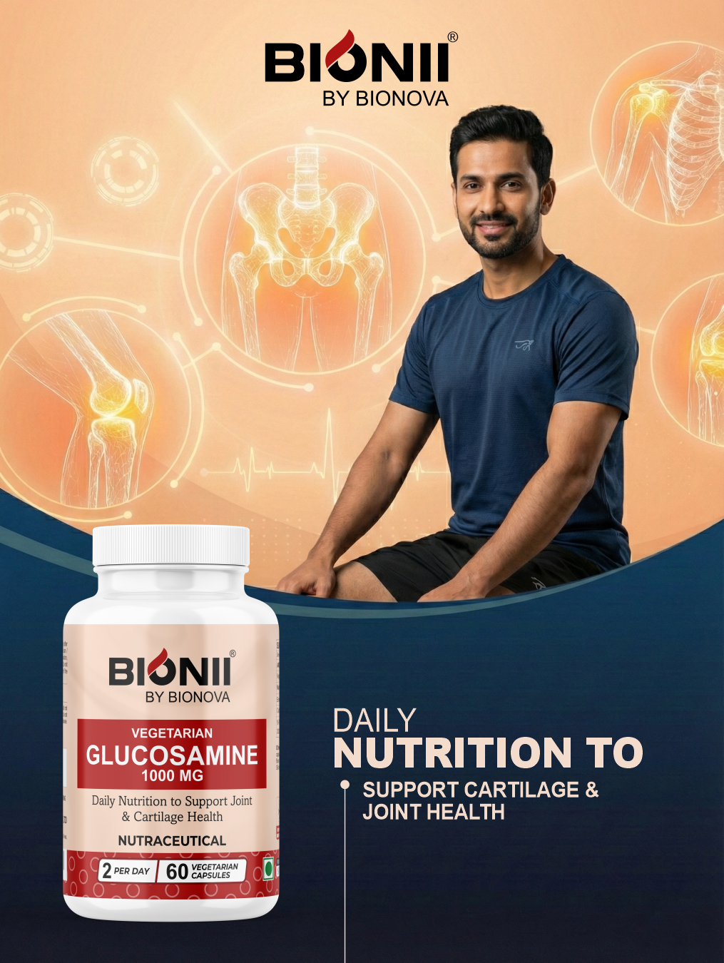 GLUCOSAMINE Vegetarian 1000 mg Capsules (60 Capsules) – Daily joint & cartilage support