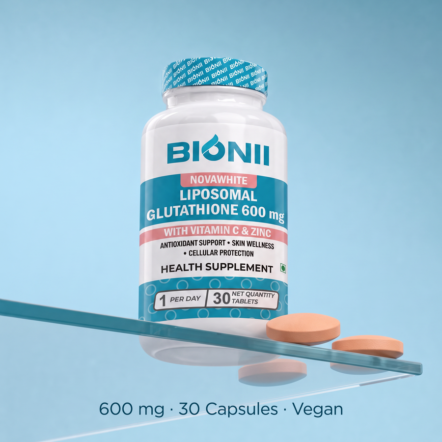 Bionii Novawhite Liposomal Glutathione 600 mg with Vitamin C and Zinc 30 tablets