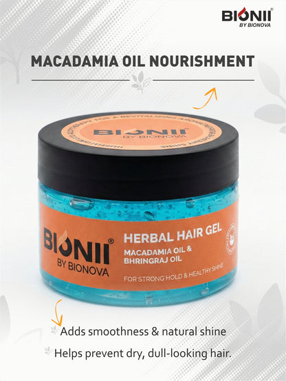 Bionii Herbal Hair Gel 180g – Aloe Vera Hair Gel with Coconut Oil for Smooth, Shiny, Frizz-Free Hair