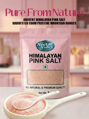 Nectar Valley Himalayan Pink Salt 1kg – All Natural, Premium Rock Salt for Cooking & Seasoning