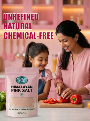 Nectar Valley Himalayan Pink Salt 1kg – All Natural, Premium Rock Salt for Cooking & Seasoning