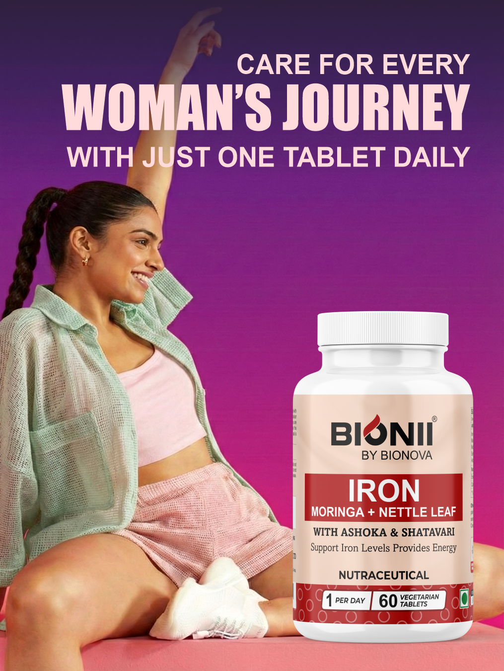 Iron Moringa + Nettle Leaf Tablets (60 Tablets) – Natural iron support for energy & vitality