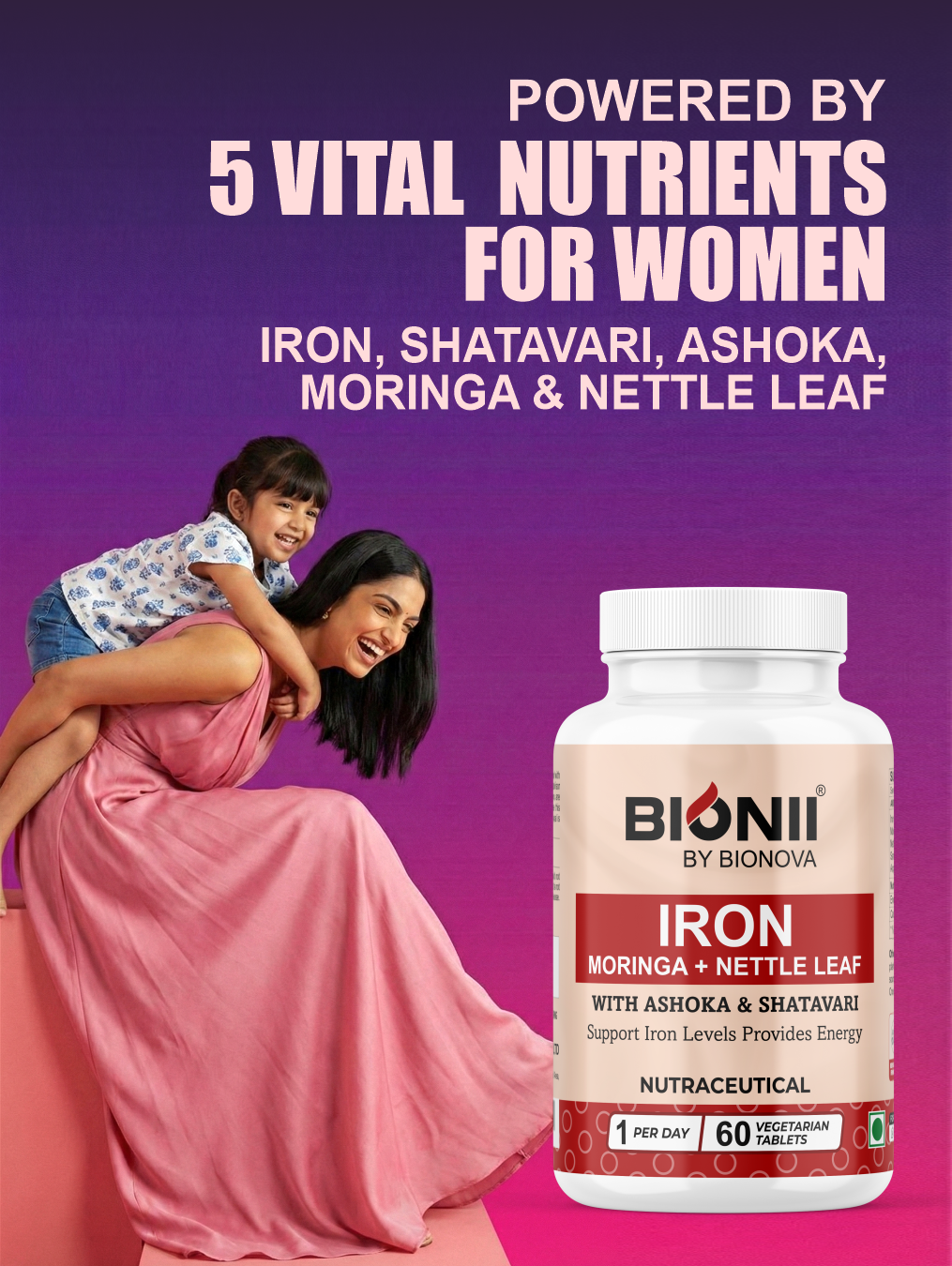 Iron Moringa + Nettle Leaf Tablets (60 Tablets) – Natural iron support for energy & vitality