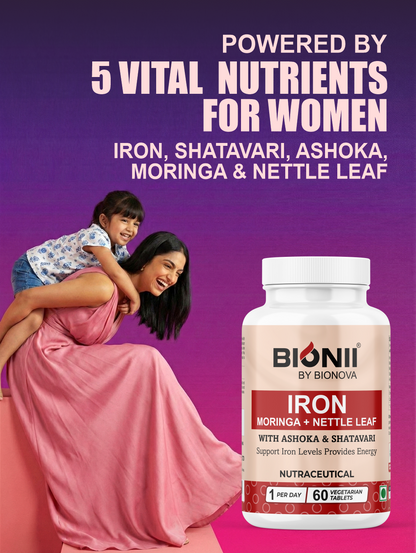 Iron Moringa + Nettle Leaf Tablets (60 Tablets) – Natural iron support for energy & vitality