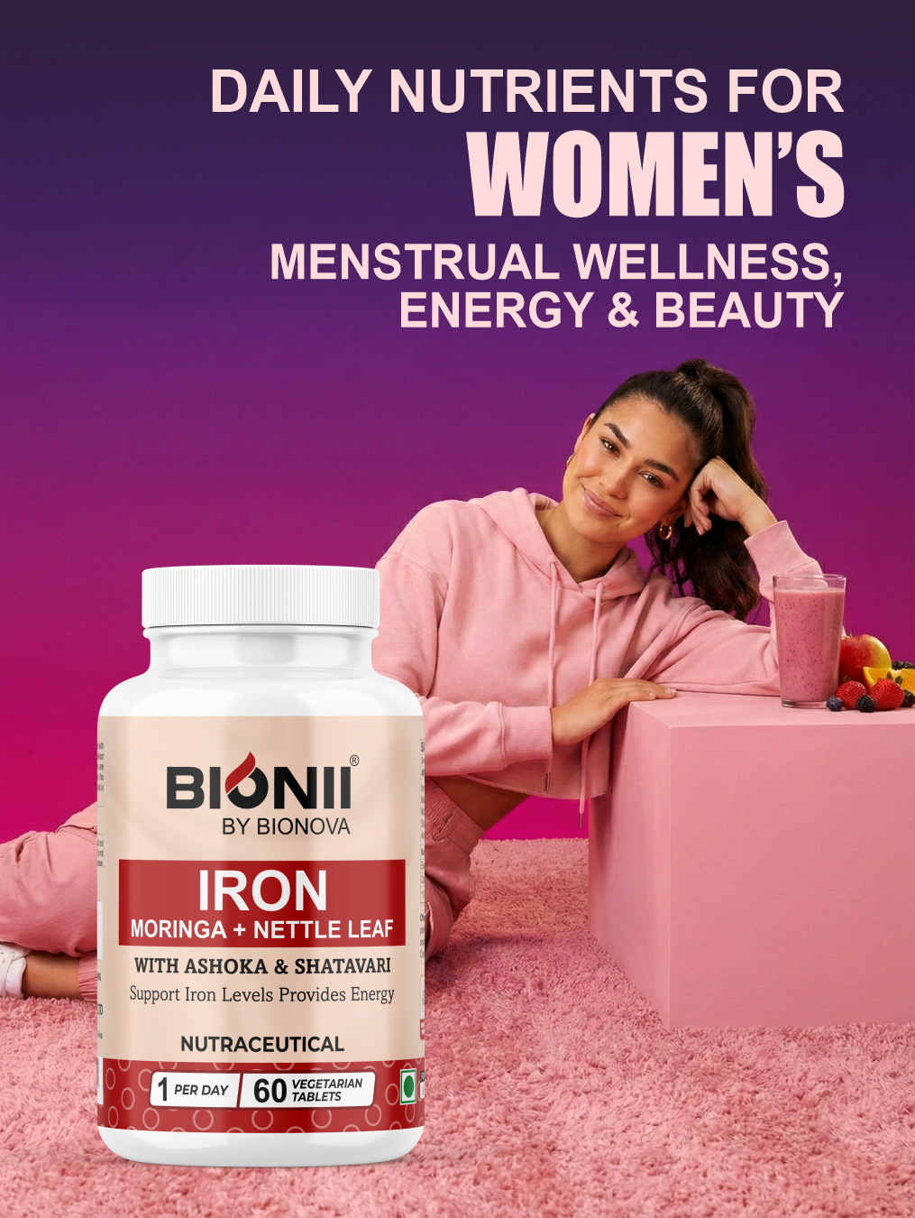 Iron Moringa + Nettle Leaf Tablets (60 Tablets) – Natural iron support for energy & vitality