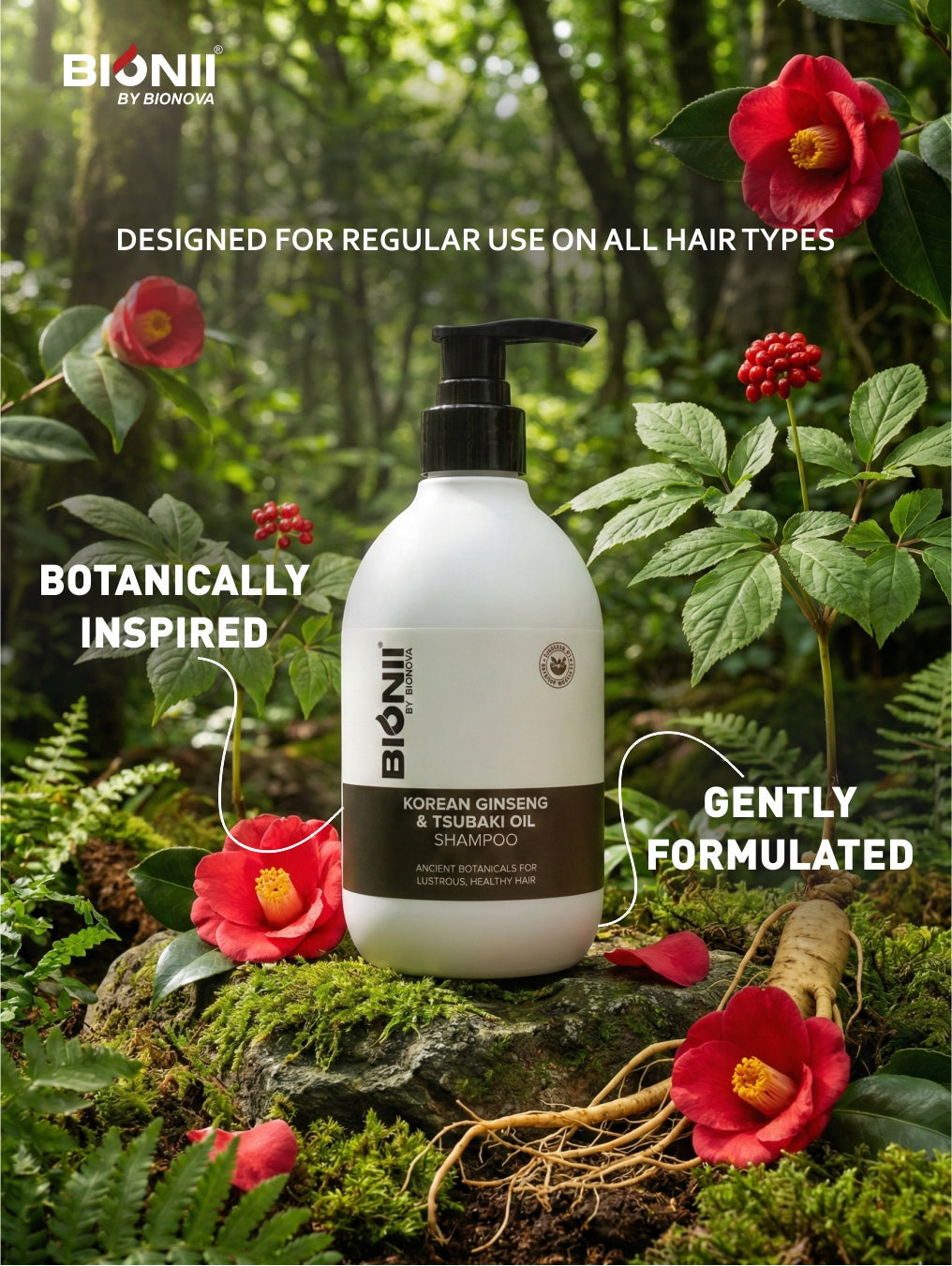Korean Ginseng & Tsubaki Oil Shampoo for Soft, Shiny Hair – 250 ml