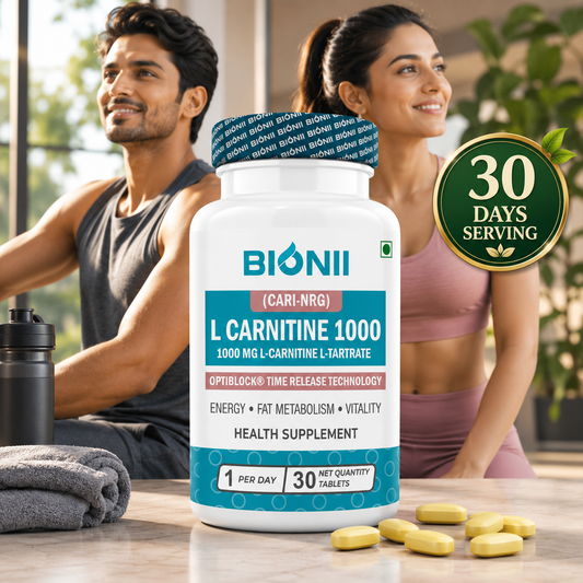 L-Carnitine 1000 mg Tablets (30 Tablets) – Supports fat metabolism & workout energy
