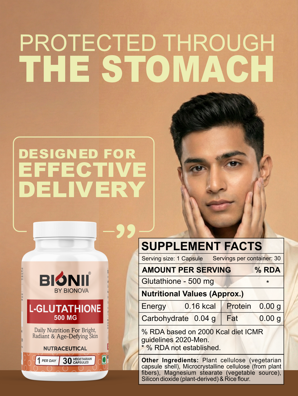 L-Glutathione 600 mg Capsules (30 Capsules) – Daily nutrition for bright, radiant skin