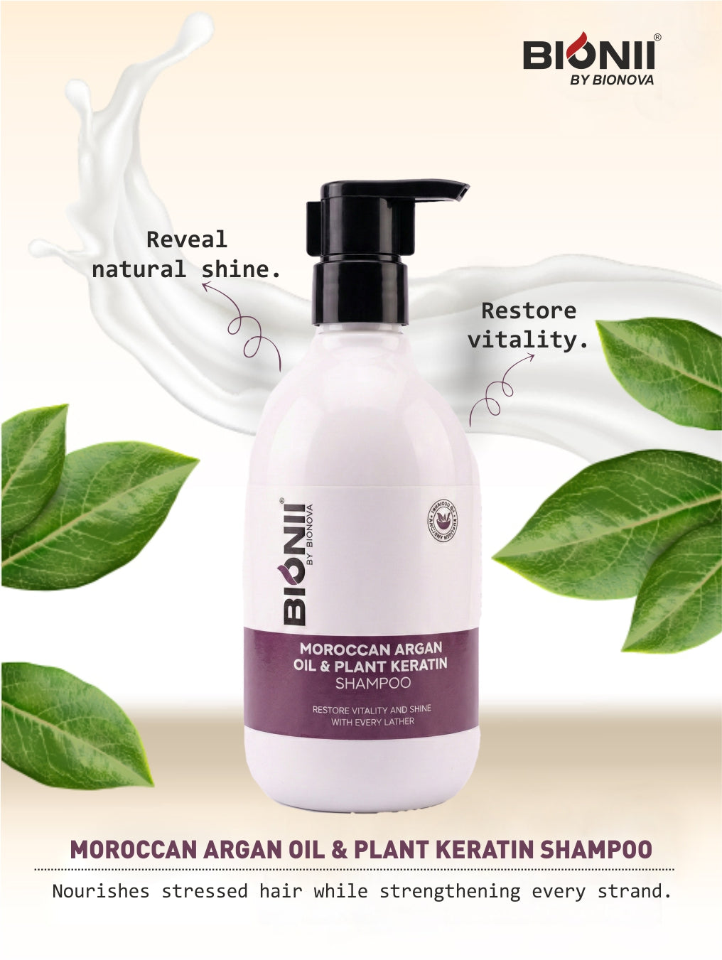 Moroccan Argan oil & Plant Keratin Shampoo 300ml to restore hair vitality, shine and smoothness