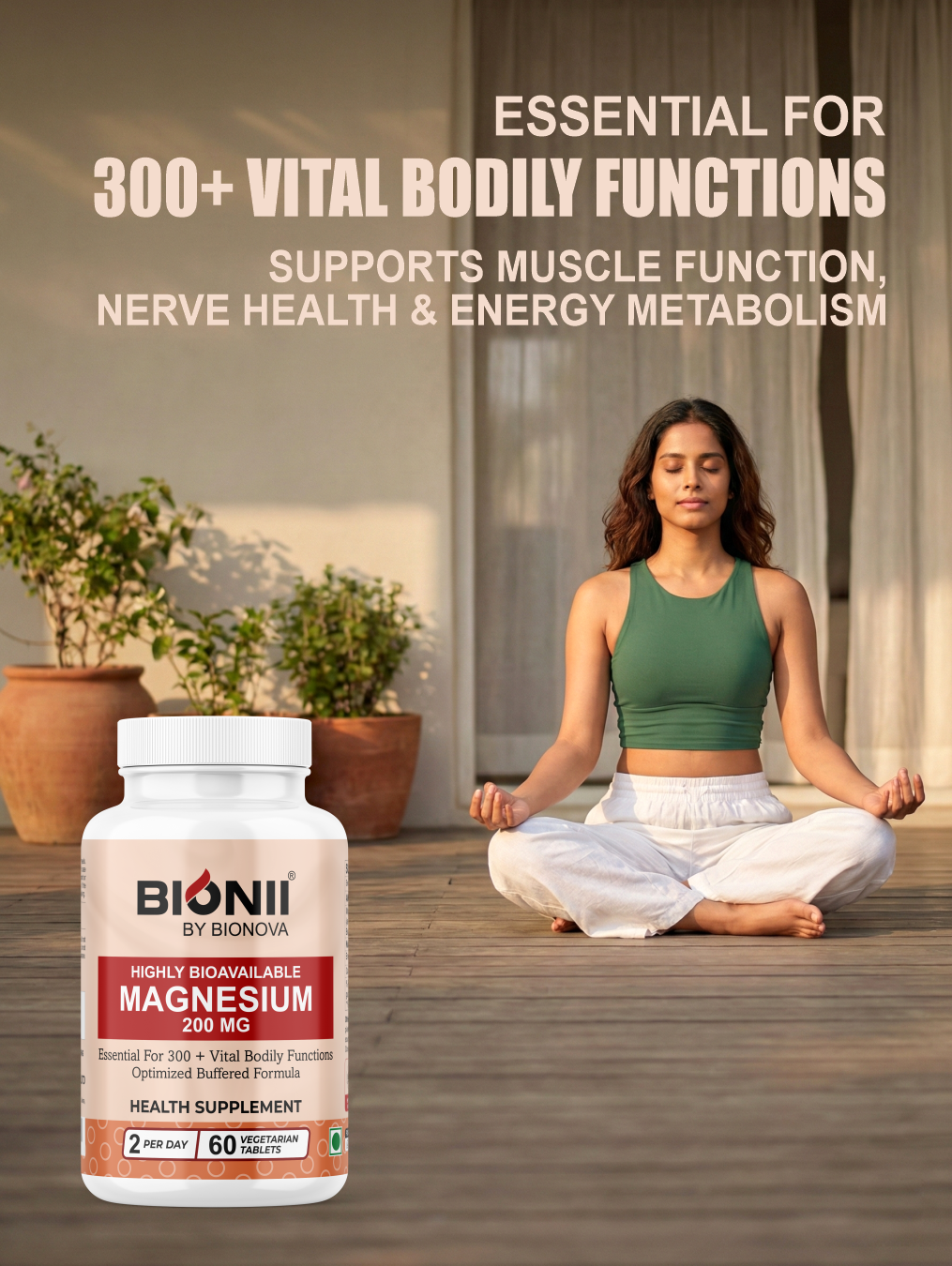 Magnesium 220 mg Tablets (60 Tablets) – Buffered magnesium for daily balance & relaxation