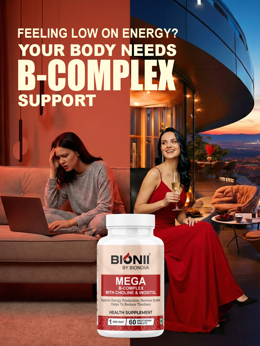 Mega B-Complex Tablets (60 Tablets) – Daily energy & nervous system support
