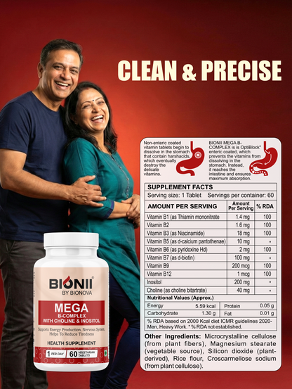 Mega B-Complex Tablets (60 Tablets) – Daily energy & nervous system support