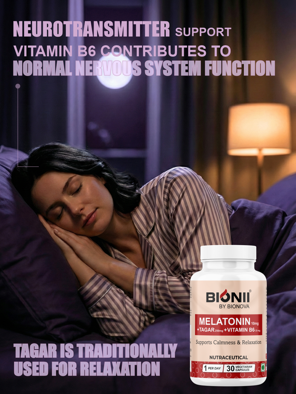 Melatonin 10 mg + Tagar Capsules (30 Capsules) – Supports calmness & relaxation