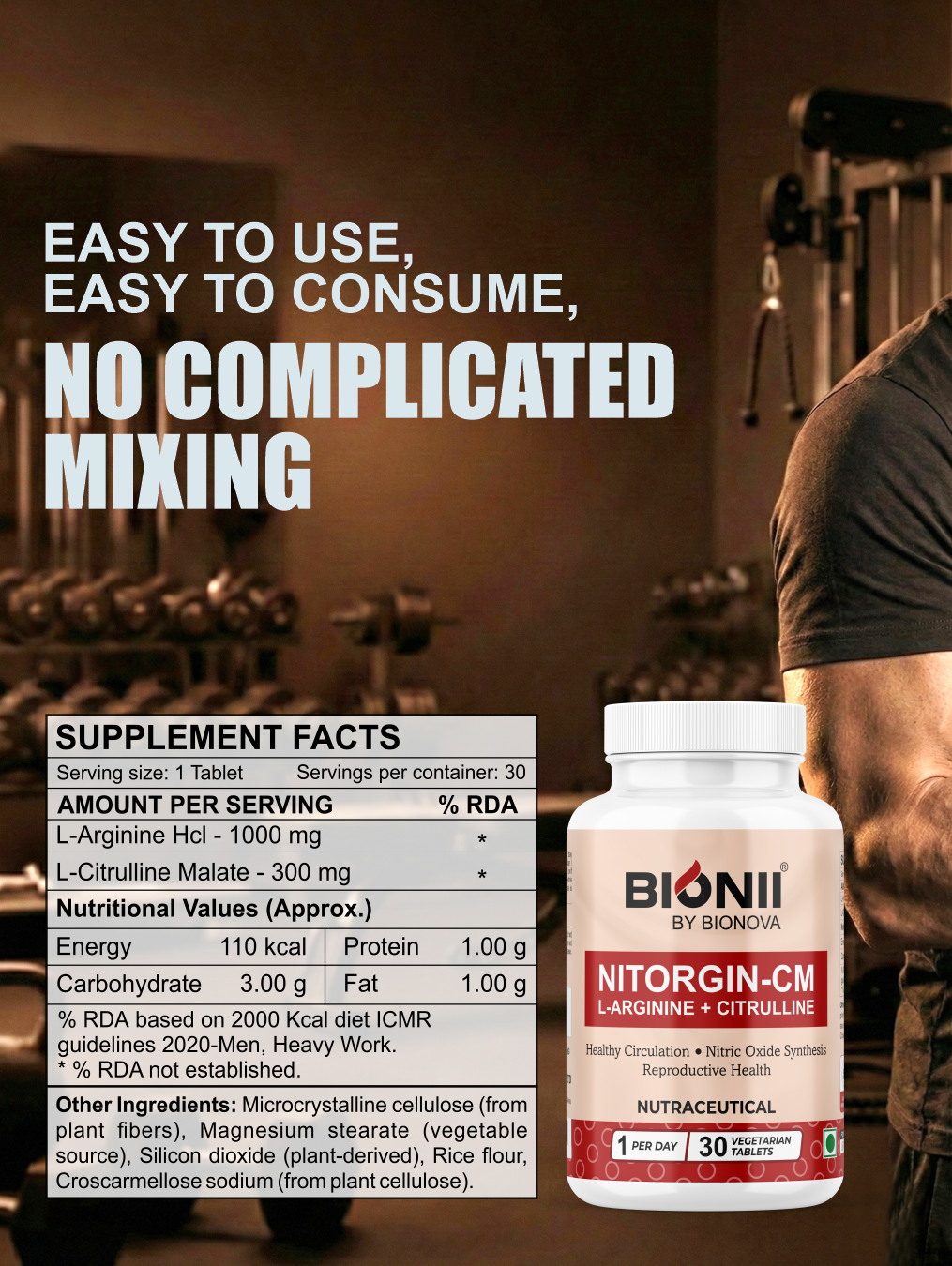 NITORGIN-CM Tablets (30 Tablets) – Supports healthy circulation & nitric oxide levels