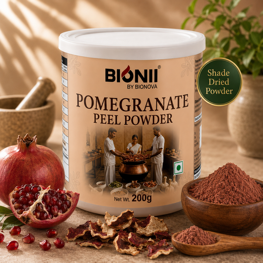 Bionii Pomegranate Peel Powder 200g – Organically Processed Powder for Herbal Tea & Topical Use