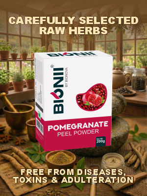 Bionii Pomegranate Peel Powder 200g – Organically Processed Powder for Herbal Tea & Topical Use