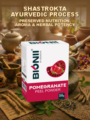 Bionii Pomegranate Peel Powder 200g – Organically Processed Powder for Herbal Tea & Topical Use