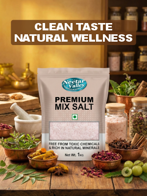 Nectar Valley Premium Mixed Salt 1kg – Himalayan, Indian Sea & Black Salt Blend, Natural & Chemical-Free