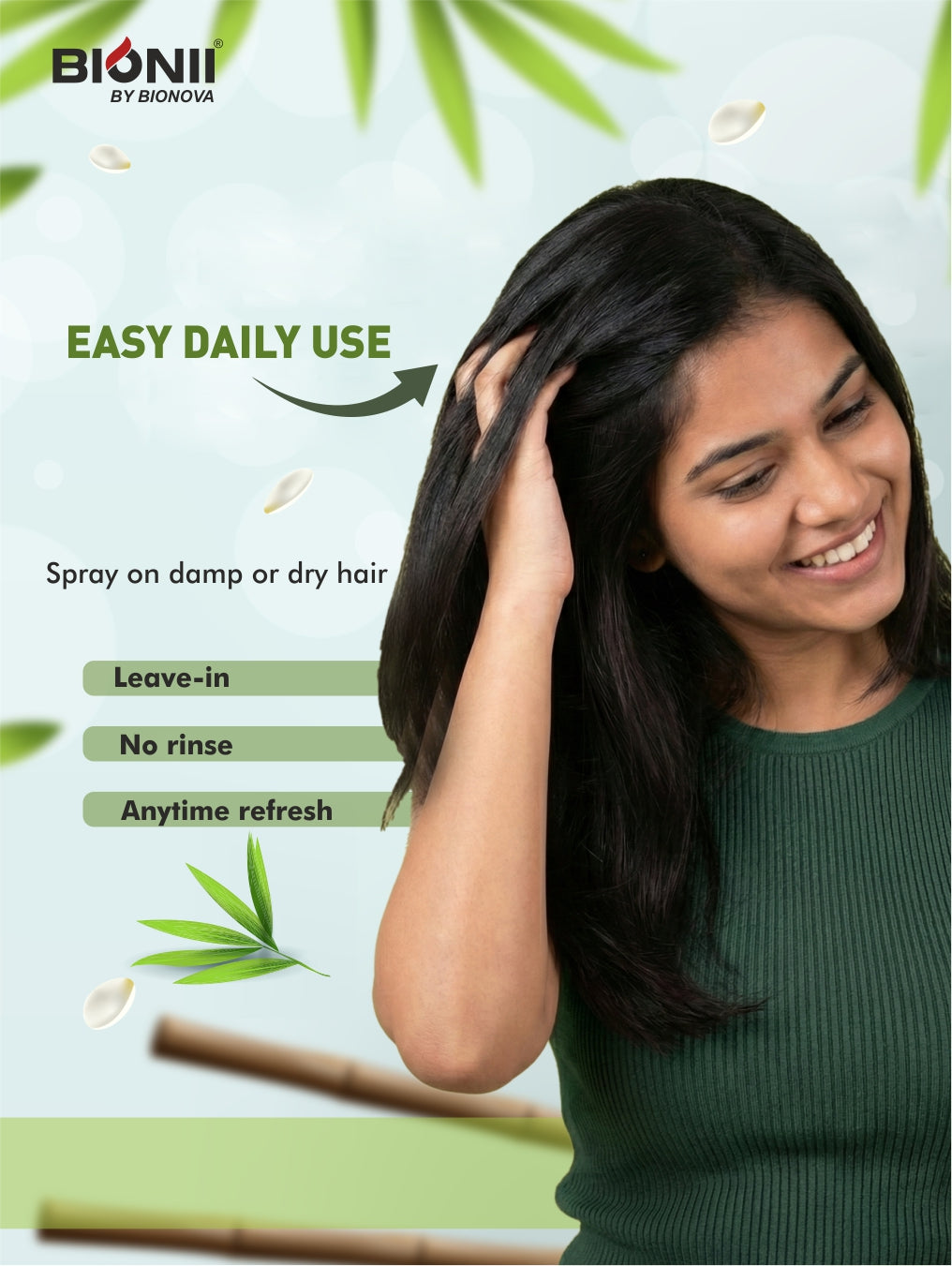 Bionii Rosemary Water Hair Spray 100 ml for Frizz Control